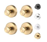 2025 Upgraded Suction Cup Hooks, 2/4Pcs Stainless Suction Cup Hooks, Wreath Hanger for Front Door, Push Removable Heavy Duty Hook for Glass Window, Mirror, Window(Gold 4Pcs)