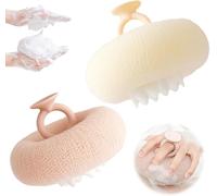 2025 Upgraded Super Soft Sunflower Suction Cup Bath Ball 2-in-1 exfoliating Bath Sponge Cleaning Brush with Suction Cup mesh Sponge Bag for Men and Women (Apricot+Yellow_)