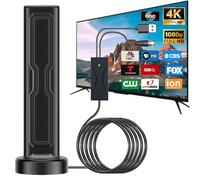2025 Upgraded TV Antenna for Smart TV Indoor 900+ Miles Long Range with Amplifier Signal Booster, 360 Reception Portable, Support 8K 4K 1080P All TVs, 16ft Cable