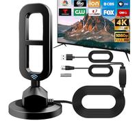 2025 Upgraded TV Antenna for Smart TV Indoor 900+ Miles Long Range with Amplifier Signal Booster, Support 8K 4K 1080P All TVs, 360 Reception Portable