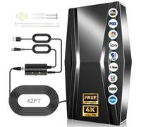 2025 Upgraded TV Antenna Indoor, 2800+ Miles Range Digital Antenna for Local Channels with Amplifier Signal Booster, HDTV Antenna for Smart TV and All Old TVs Supports 4K 8K 1080p-42ft Coax Cable