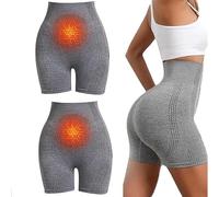 2025 Upgraded Version Pearl Moon Ion Shaping Shorts, Viresta Ion Shaping Shorts Micro-Vibration Massage Module Ion Fiber Repair Shaping Shorts (Standard, Gray+Gray, L)