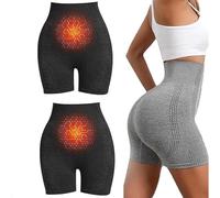 2025 Upgraded Version Pearl Moon Ion Shaping Shorts, Viresta Ion Shaping Shorts Micro-Vibration Massage Module Ion Fiber Repair Shaping Shorts (Standard, Black+Black, XL)