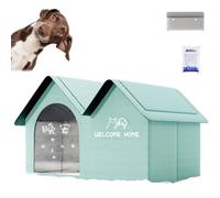 2025 Upgrades Air Conditioned Dog House,Pet cooler with removable mat and 10 ice packsFoldable,Suitable for dogs and cats (Green)