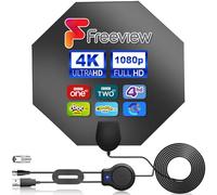 2025 Upraded Indoor TV Aerial - Amplified TV Aerials Indoor with Strong Signal Booster, Freeview Aerial for Smart TVs, Easy-to-setup Digital Antenna Supports DVB-T2/4K/1080P with 16.4ft Coaxial Cable