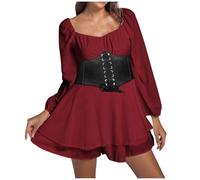 2025 Vintage Women's Long Sleeve Dress - Chic and Elegant Flat Stomach Dress Solid Color Casual Loose Fit Classic Ruffles Fluid Anti-Exposure Everyday Lightweight Basic Dress Autumn