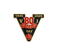 2025 VJ Day 80th Anniversary Lest We Forget Red Flower Pin Badge Brooch 80 Years Victory Over Japan Decorations Veteran Gifts Memorabilia, Standard, Alloy Steel, no gemstone