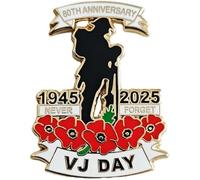 2025 VJ Day Pin Badge Brooch 80th Anniversary Lest We Forget 80 Years Victory Over Japan Pin Badge Brooch Decorations Veteran Gifts Memorabilia (E)