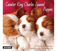 2025 Wall Calendar,Cavalier King Charles Spaniels Wall Calendar, 12" x 24" Open,Family Planner Calendar Organizer with Cute Cavalier King Charles Spaniels Puppies Images, for Dogs Lovers