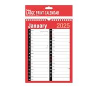 2025 Wall Calendar Large Print Planner A4 Month To View Hanging Spiral Bound Red