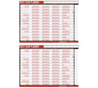 2025 Wall Planner A1 x 2 Pack with Pen & Adhesive Dots, 88cm x 58cm Laminated Unmounted Wall Calendar 2025 UK Annual Organiser Chart Ideal Full Year Planner for Home, Business, Office, School