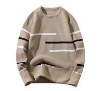 2025 Warm Sweater Men Stripes - Casual Winter Sweater Loose Fit Comfortable Soft Sweater Chic Temperament Versatile Streetwear Everyday Basic Going Out Autumn Winter Sweater
