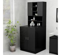 vidaXL Washing Machine Cabinet Black Indoor Bathroom Cupboard Storage Rack