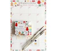 2025 Watercolor Advent Calendar Kit, 24 Day Christmas DIY Coloring Kit with Watercolors, Brush, Color Reference Chart, Paint Your Own Christmas Illustrations, Christma Party Gifts for Adult Boy Girl