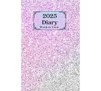 2025 Week to View Diary: Colourful Pink Glitter Effect Design. 5.5"x8.5" size. Ideal for Personal, Business, or Student Use