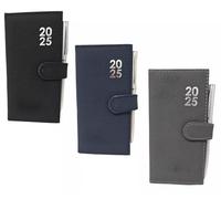 2025 Week To View Premium Padded Slimline Diary Stud Close Diary With Pen (Black)