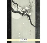 2025 Weekly and Monthly Planner Notebook: Plum Blossom and Full Moon: Japanese Artist Ohara Koson: 8.5 x 11 inches - 100 pages - Extra Note Pages