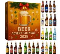 2025 Whiskey Advent Calendar, Holiday Decorations with 24 Three-dimensional Premium Whiskey/Beer Pendants for Holiday Countdown & Gifting, A Daily Tasting Journey Through the World of Whiskey yellow