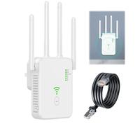 2025 Wifi Extender Signal Booster 300mbps 4 Antennas Home Wireless Internet Repeater Greater Coverage Long Range Amplifier Booster Quick Setup Works with Any Wifi Router Uk Plug White