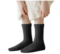 2025 Winter Non Shedding Coral Fleece Socks Keep Warm and Not The Feet Mid Tube Confinement Socks Home Sleeping Cute Christmas Stockings for Women (Black, One Size)