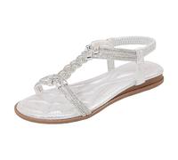 2025 Women Clip Toe Sandals Crystal Jelly Beach Flip Flops Female Students Korean Fashion Wear Summer Flat Sandals S Womens Rubber (Silver, 5.5)