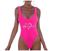 2025 Women One Piece Swimsuit Bride Costume Slim Bikini Monokini Swimwear to Be Letter Print Beachwear Push Up Swimming Party Bridesmaid Team Bathing Suits for Tops Swim Dresses Hot Pink