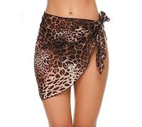 2025 - Women's 1 Piece Sheer Wrap Skirt with Knots, without Bikini, Beach Wrap Bikini, Shiny Wraps, Cover Up for with Skull, bronze, One size