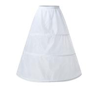 2025 Womens 3 Hoop A Line Floor Length Wedding Gown Petticoat Underskirt (White, One Size)