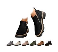 2025 Women's Ankle Boots - Low Heel Chunky Platform Booties for Outdoor Walking, Non-Slip Sole, Fall Fashion(Black,8.5)