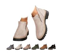 2025 Women's Ankle Boots - Low Heel Chunky Platform Booties for Outdoor Walking, Non-Slip Sole, Fall Fashion(Brown,9-9.5)