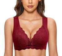 2025 Women's Bra Without Steel Ring, French Women's Bra Closed Front T Back Plus Size Seamless Unlined for Large Breasts Lingerie Red, Wine Red, 6XL