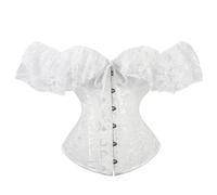 2025 Women's Bustier Corset with Lacing, Garters, Overbust Corset with Lacing Bones, Bustier, Lingerie, Bodyshaper, Bridal Underwear, Backless, White, 6XL