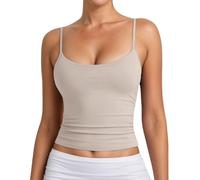 2025 Womens Cami Vest Tops Summer Basic Camisole Scoop Neck Tank Tops Adjustable Spaghetti Straps Tank Tops Stretch Cami Summer Sleeveless Tops Y2K Shirts Soft Breathable Workout (11-Rose Gold, S)