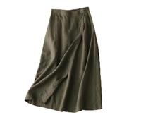 2025 Women's Casual Half Skirt, A-Line Skirt, Summer, Cotton, Medium Length, Elastic Waist, Large Skirt Women O, Gn2, M