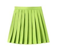 2025 Women's Casual Pleated Skirt Versatile A Line Mini Skirt for Daily Wear Work Study Party Evening Dance with Contrast Color Design (Light Green, L)