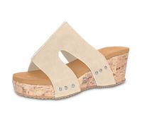 2025 Women's Casual Slip On Sandals Open Toe Wedge Heel Platform Shoes Spring Summer Daily Wear With Shorts Jeans Pants Comfort plus Shoes for Women Sandals (Beige, 6.5)