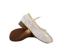 2025 Women's Chinese Style Embroidered Flower Shoes Round Toe Button Strap Elegant Ethnic Style Dance Shoes Casual Comfort Cheongsam Walk Show Yoga Shoes(White,39 EU)