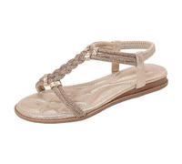 2025 Women's Clip Toe Sandals Crystal Jelly Beach Flip Flops Female Students Korean Fashion Wear Summer Flat Sandals Women's Shoes Width K, Rose Gold, 8 UK
