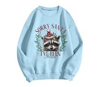 2025 Women's Crew Neck Long Sleeve Printed T-Shirt for Outdoor Workout Streetwear (3), lightblue, L