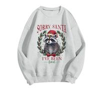 2025 Women's Crew Neck Long Sleeve Printed T-Shirt for Outdoor Workout Streetwear (4), Light grey, XL