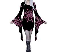 2025 Women's Halloween Dress Batwing Sleeve - Gothic Dress Irregular Print Sexy Vintage Slim Medieval Renaissance Victorian Steampunk Chic Mid Long Dress for Cosplay Carnival