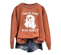 2025 Women's Halloween Fashion Specterprint Long Sleeve Hooded Pullover with Crew Neck Cardigan with Black, orange, XXL