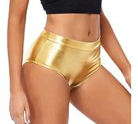 2025 Women's High Waisted Metallic Booty Shorts Rave Pants for Dancing, Hot Pants, Clubwear Shorts Men Guitar, gold, L