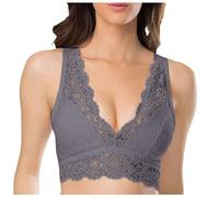 2025 Women's Lace Lingerie - Bra without Underwire V Neck Sexy Solid Colour Bra Chic and Elegant Comfortable Breathable Lightweight Casual Cute Back Large Size Charm Bra