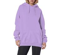 2025 Women's Long Sleeve Hooded Sweatshirt - Large Size Letter Print Casual Comfortable Loose Fit Pullover Oversize Chic and Elegant Streetwear for Autumn Winter Top, Light Purple, S