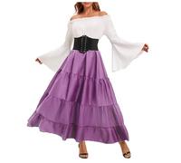 2025 Women's Medieval Dress Off the Shoulder - Ball Gown Large Size Long Sleeve Loose Flowy Vintage Renaissance Victorian Court Steampunk Cosplay Chic Halloween Carnival Corset Dress