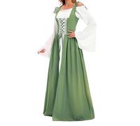 2025 Women's Medieval Retro Dress with Trumpet Sleeves Lace Up Gothic Queen Victorian Renaissance Maxi Carnival Costume for Women Halloween Cosplay Courtyard Party Princess Gothic Steampunk