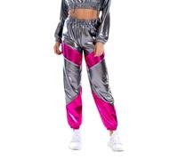 2025 Women's Night Club Leisure Sports Street Hip Hop Party Shiny Colourful Trousers Women's Stretch Trousers 48, gray, L