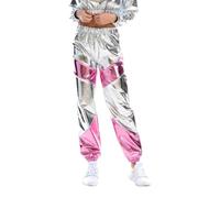 2025 Women's Night Club Leisure Sports Street Hip Hop Party Shiny Colourful Trousers Women's Stretch Trousers 48, silver, L