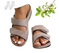 2025 Women's Platform Wedge Slippers, Fashion Casual Summer Sandals Large Size Round Head Slippers Lightweight Comfortable Sandals Roman Shoes Beach Shoes for Wedding Party,Khaki,38